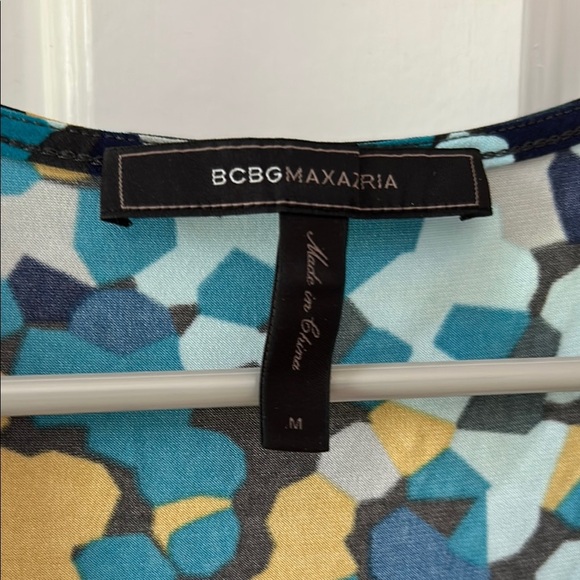 BCBGMaxAzria Blue and Yellow Flutter Sleeve Laila Dress size M - Picture 2 of 8